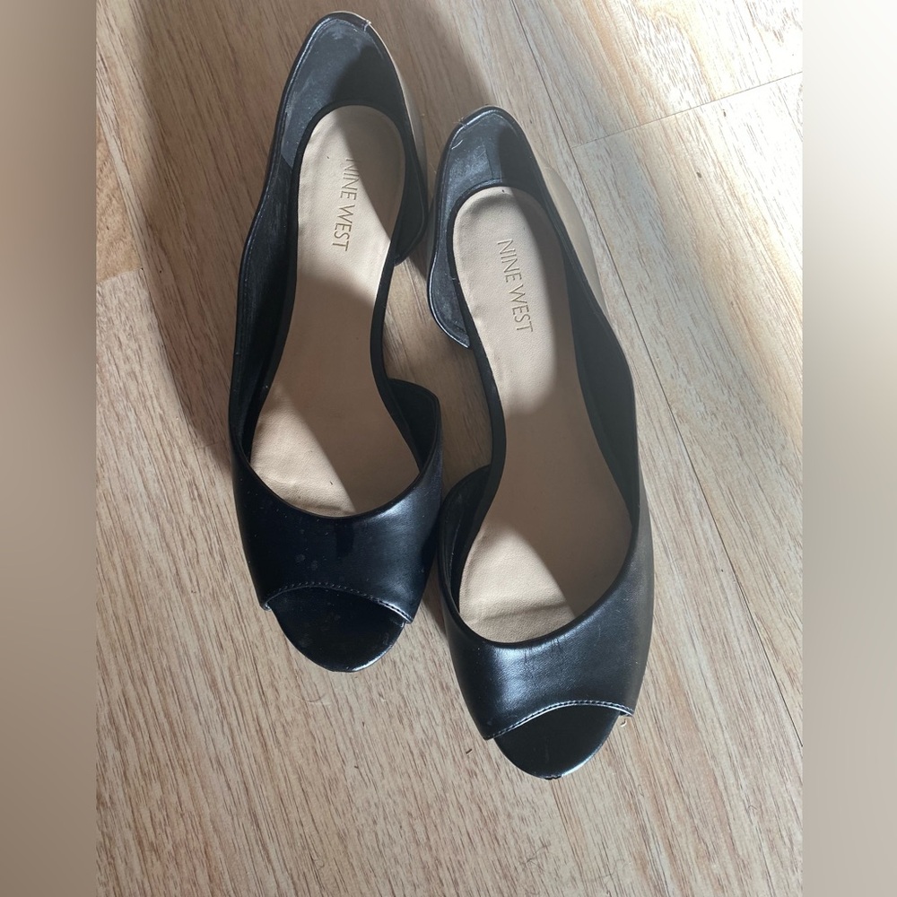Nine West Black Peep Toe Flats
